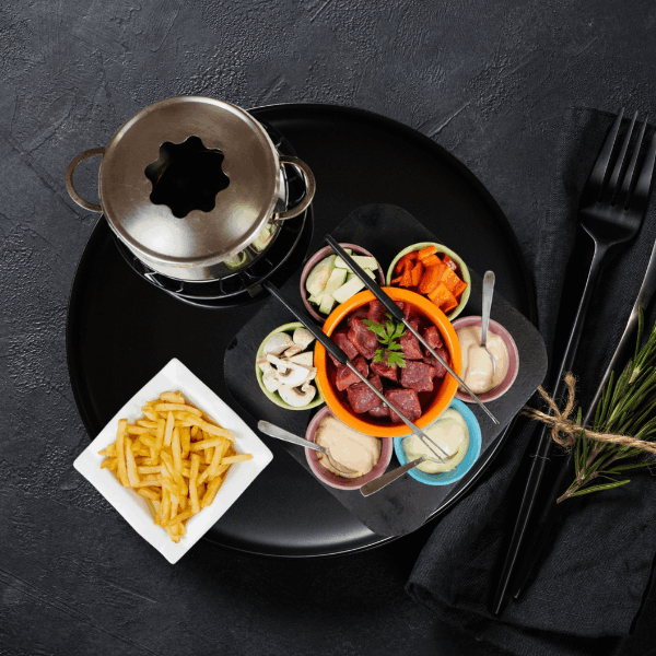 Fondue de queso suizo o de carne